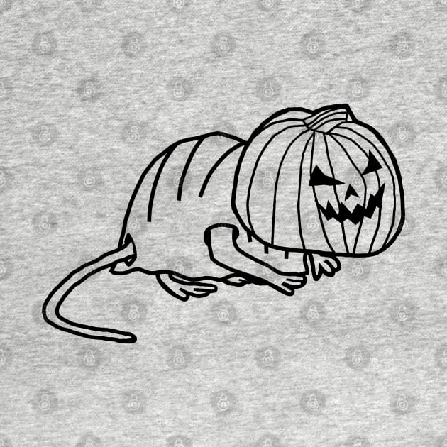 Cute Rat Wearing Halloween Horror Costume Minimal Line Art by ellenhenryart